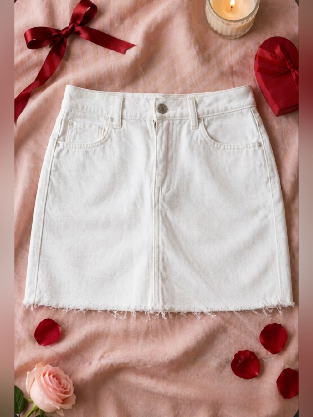 Old Navy White Denim Mini Skirt - Frayed Hem